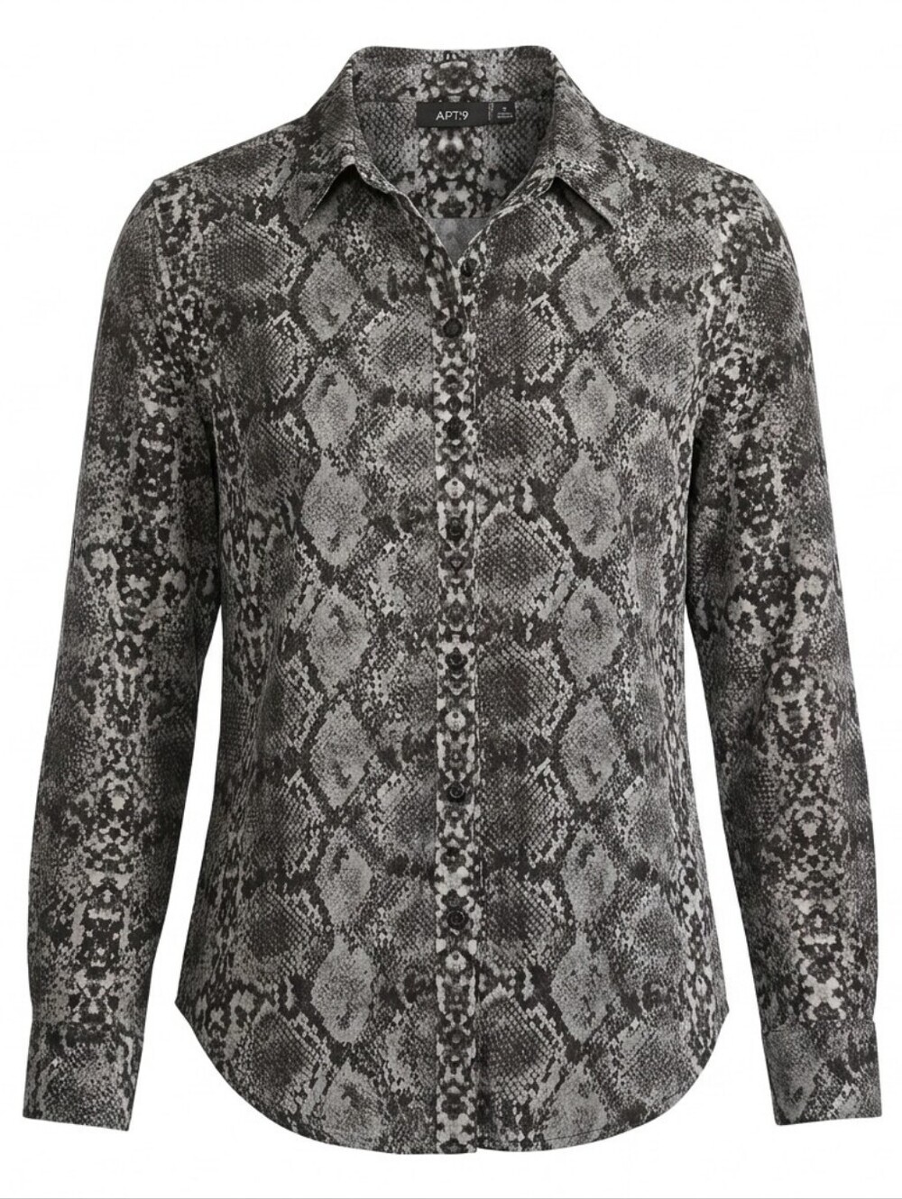 Apt 9 Snake Print Blouse Medium Black White Button Up Edgy Chic Top